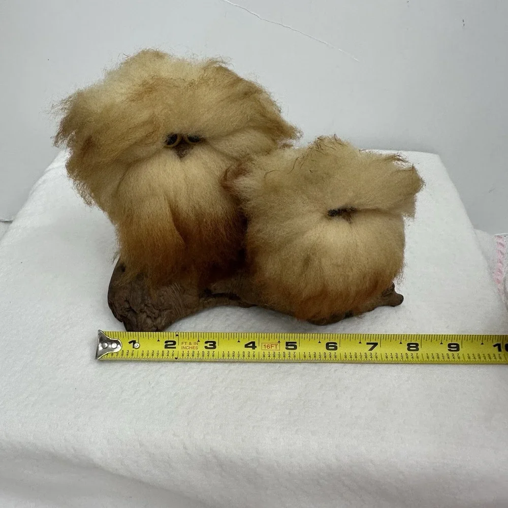 Vintage The Wooly Critters Co Wool Owls Figurine San Dimas‎ California Driftwood